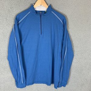 S Tasc‎ Shirt Men’s L Blue Long Sleeve Bamboo 1/4 Zip Mock Neck Pullover